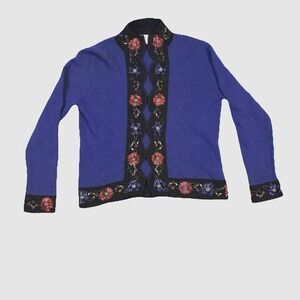 Ann Trinity Sweater Vintage Purple Womens Beaded Knit Ramie Cotton Long Sleeve